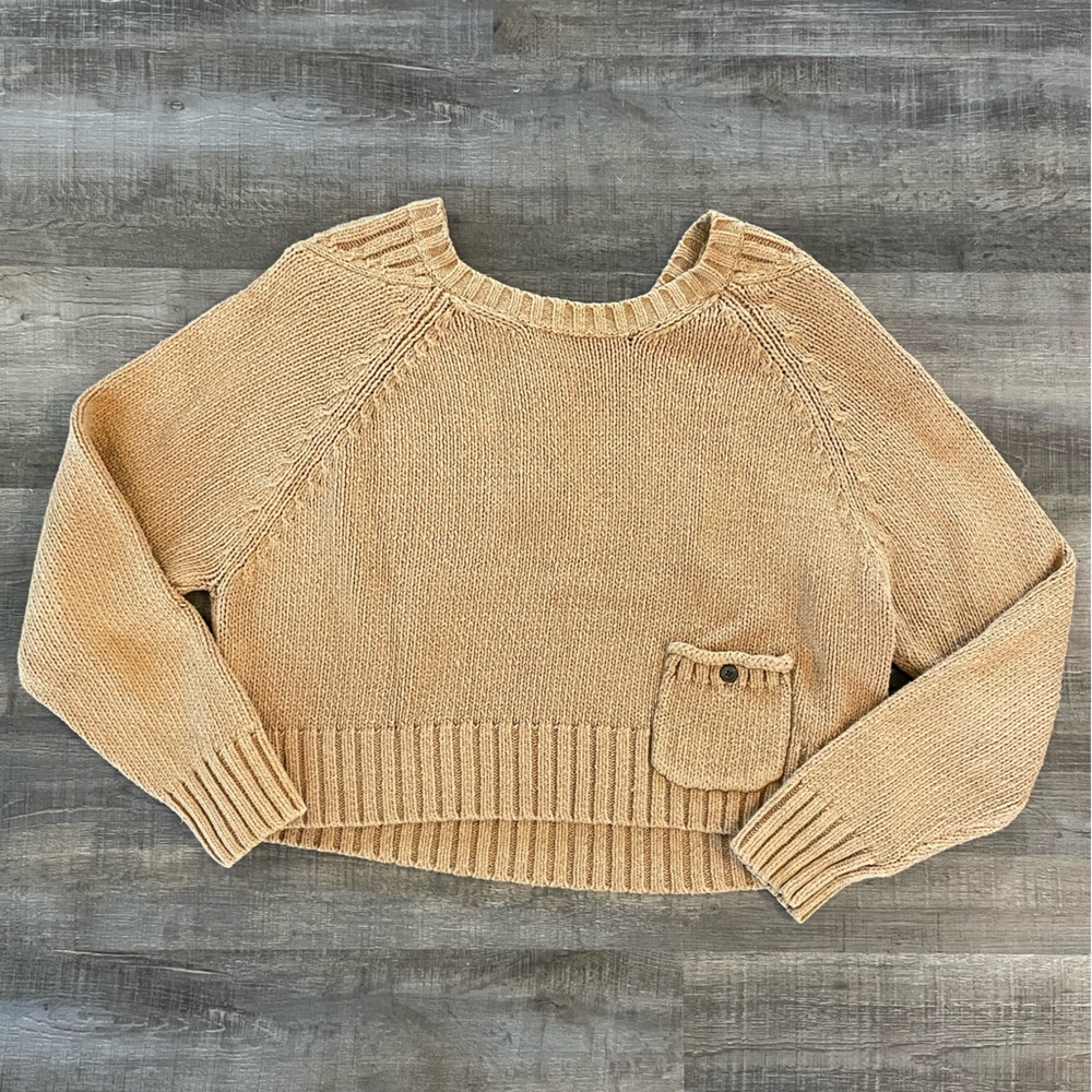 Fossil Chunky Camel Cropped Crewneck Layering Sweater